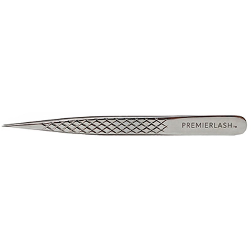 PremierLash Straight Stainless Steel Lash Tweezers with Diamond Grip 4.7 Inches