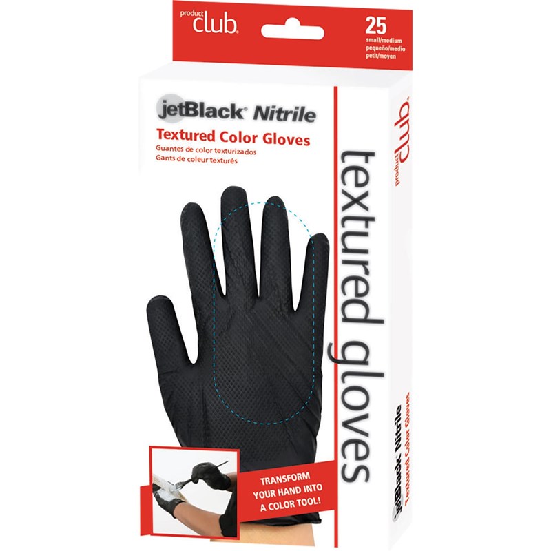 Product Club jetBlack Nitrile Textured Color Gloves - Small/Medium 25 ct.