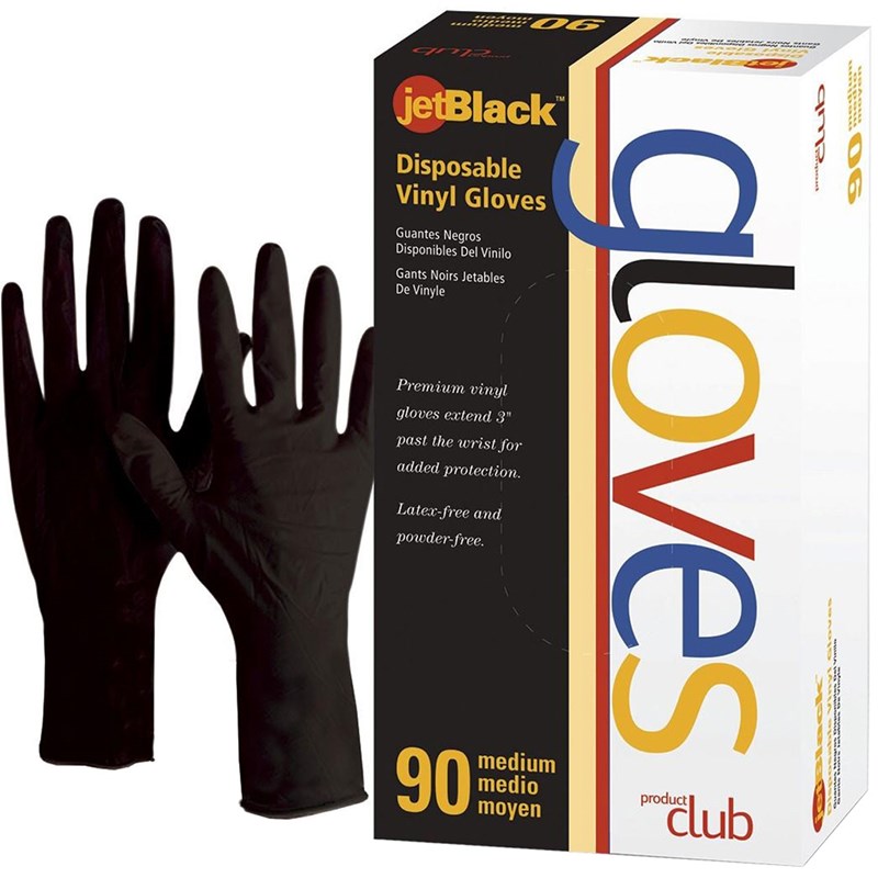 Product Club jetBlack Disposable Vinyl Gloves 90 ct. Medium