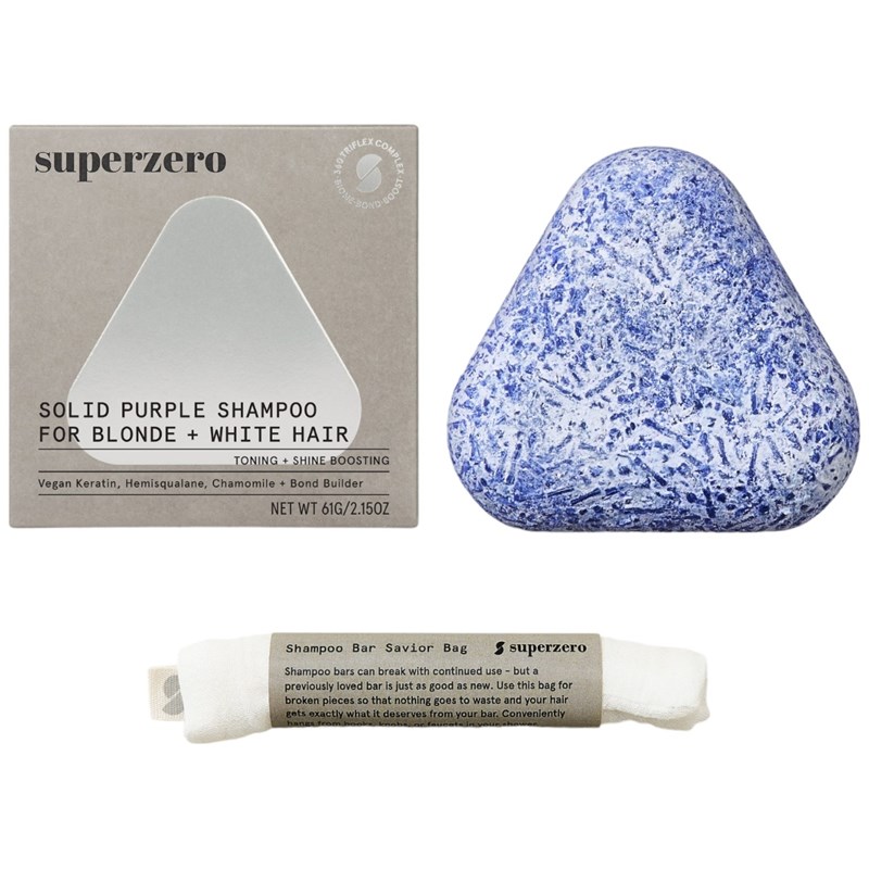 superzero SOLID PURPLE SHAMPOO FOR BLONDE + WHITE HAIR 2.15 Fl. Oz.